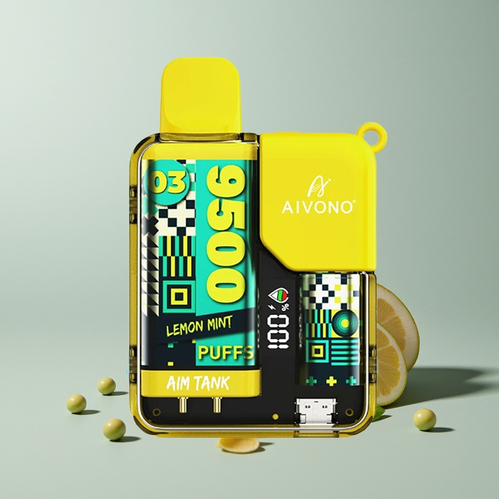 Aivono Aim Tank 9500 ليمون نعناع مع شاشة عرض وسعة 18 مل