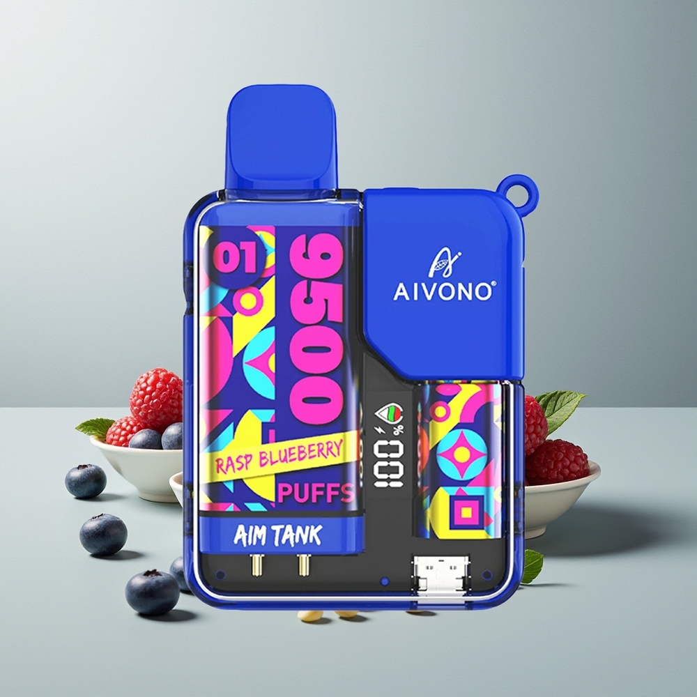Aivono Aim Tank 9500 توت أزرق مع شاشة وعصارة 18 مل