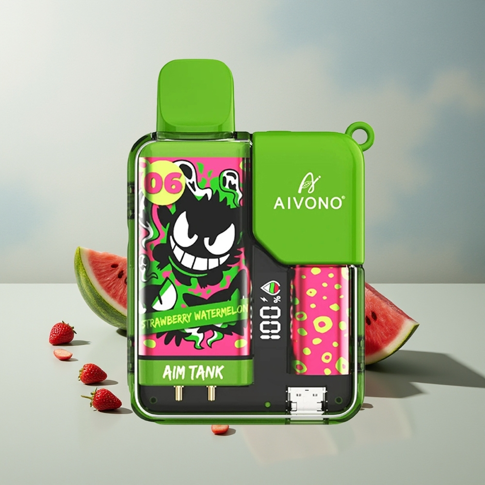 Aivono Aim Tank 9500 فراولة بطيخ بشاشة إل سي دي ومللي 18