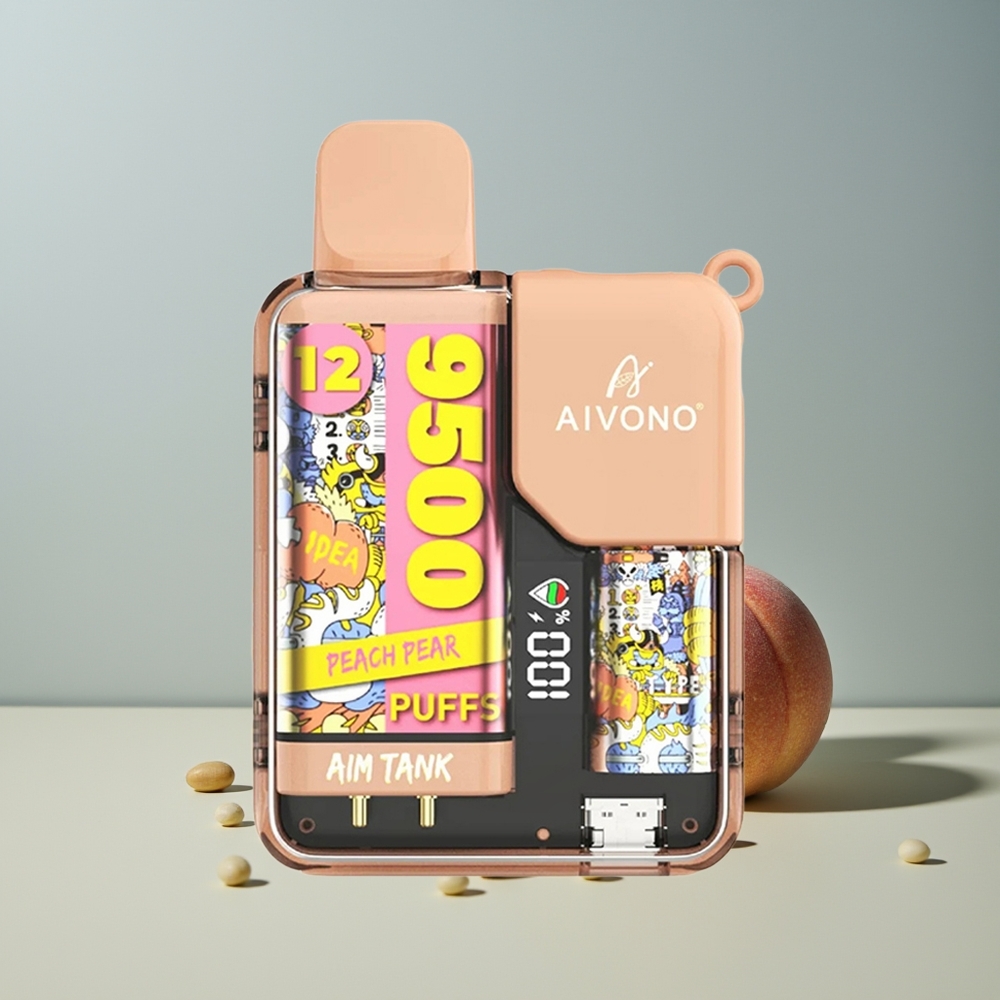 Aivono Aim Tank 9500 خوخ كمثرى مع شاشة عرض وشريط شبكي 1.2 أوم