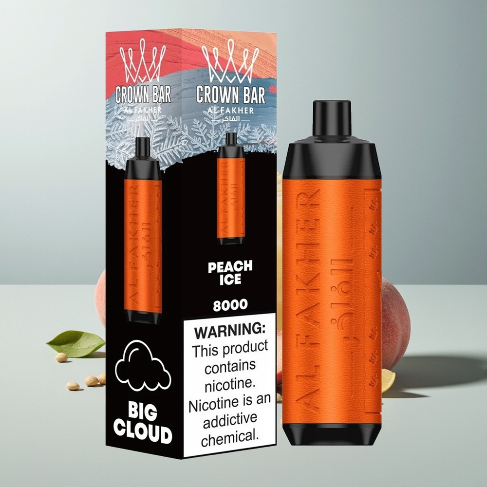 Al Fakher Crown Bar 8000 Crystal Peach Ice with 600mAh Battery and 5mg Nicotine
