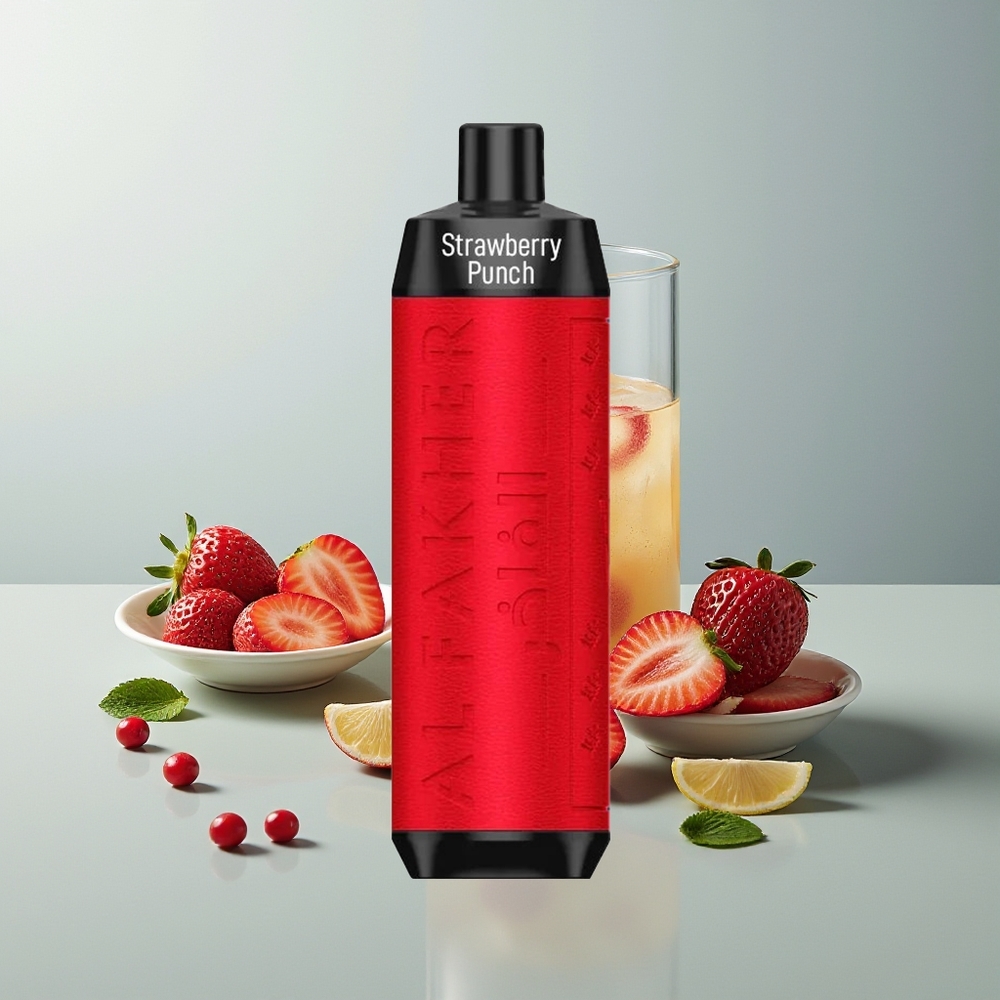 Al Fakher Crown Bar 8000 Crystal عصير الفراولة بشحن USB وكثافة نيكوتين 5 ملغ