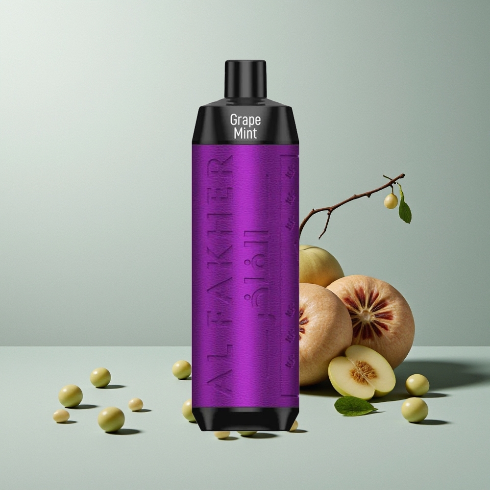 Al Fakher Crown Bar 8000 Crystal نعناع العنب مع شحن USB-C وبطارية 600 مللي أمبير