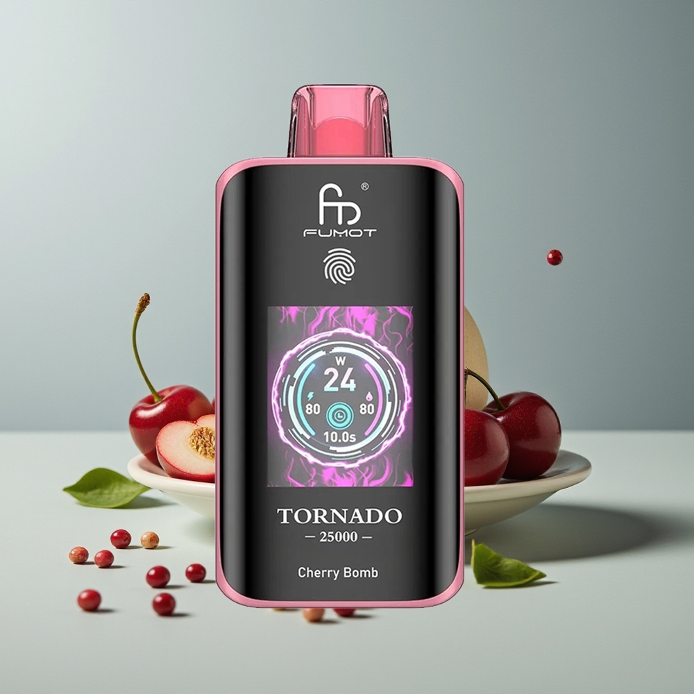 Fumot Tornado 25000 قنبلة الكرز مع شاشة عالية الدقة وبطارية قابلة للشحن
