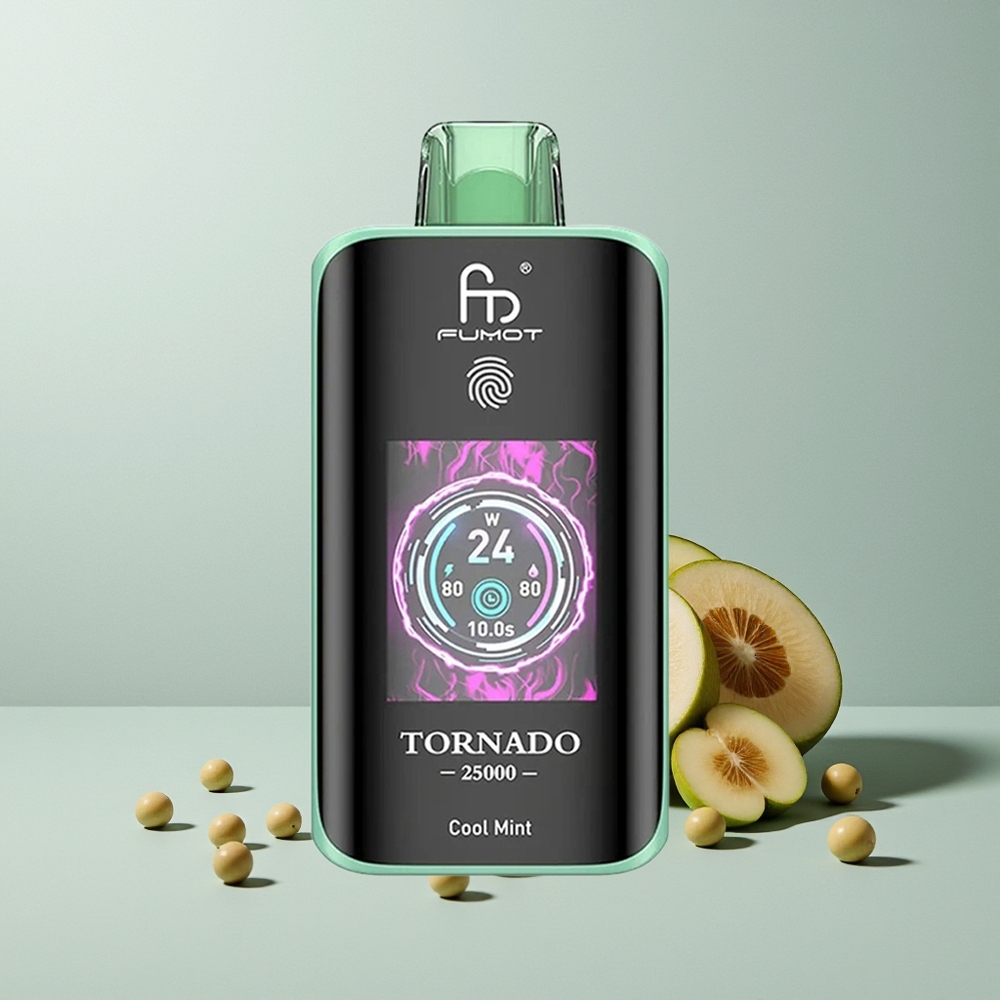 Fumot Tornado 25000 نعناع منعش مع شاشة عالية الدقة وبطارية قابلة للشحن