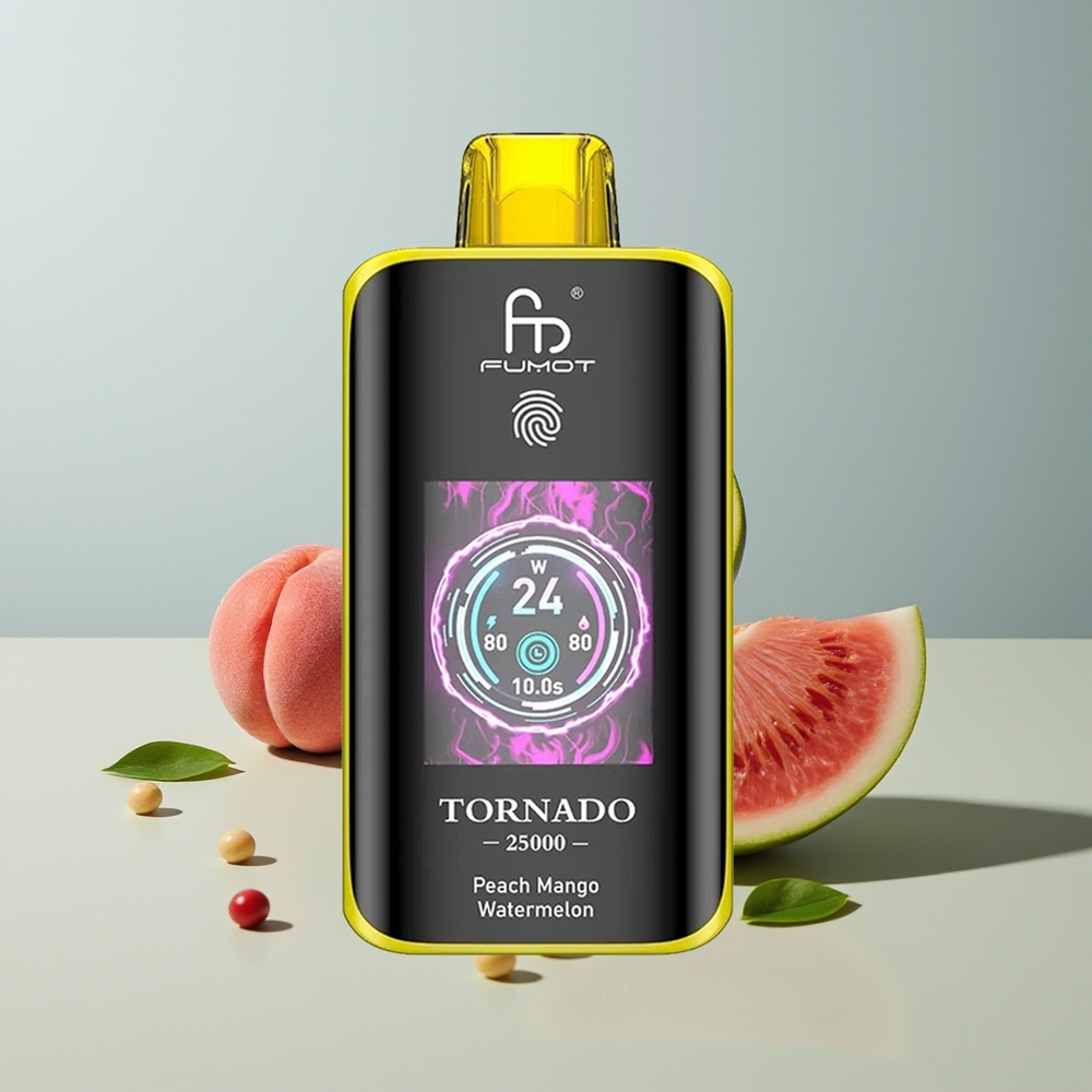 Fumot Tornado 25000 خوخ مانجو بطيخ بشاشة عالية الدقة وبطارية قابلة للشحن
