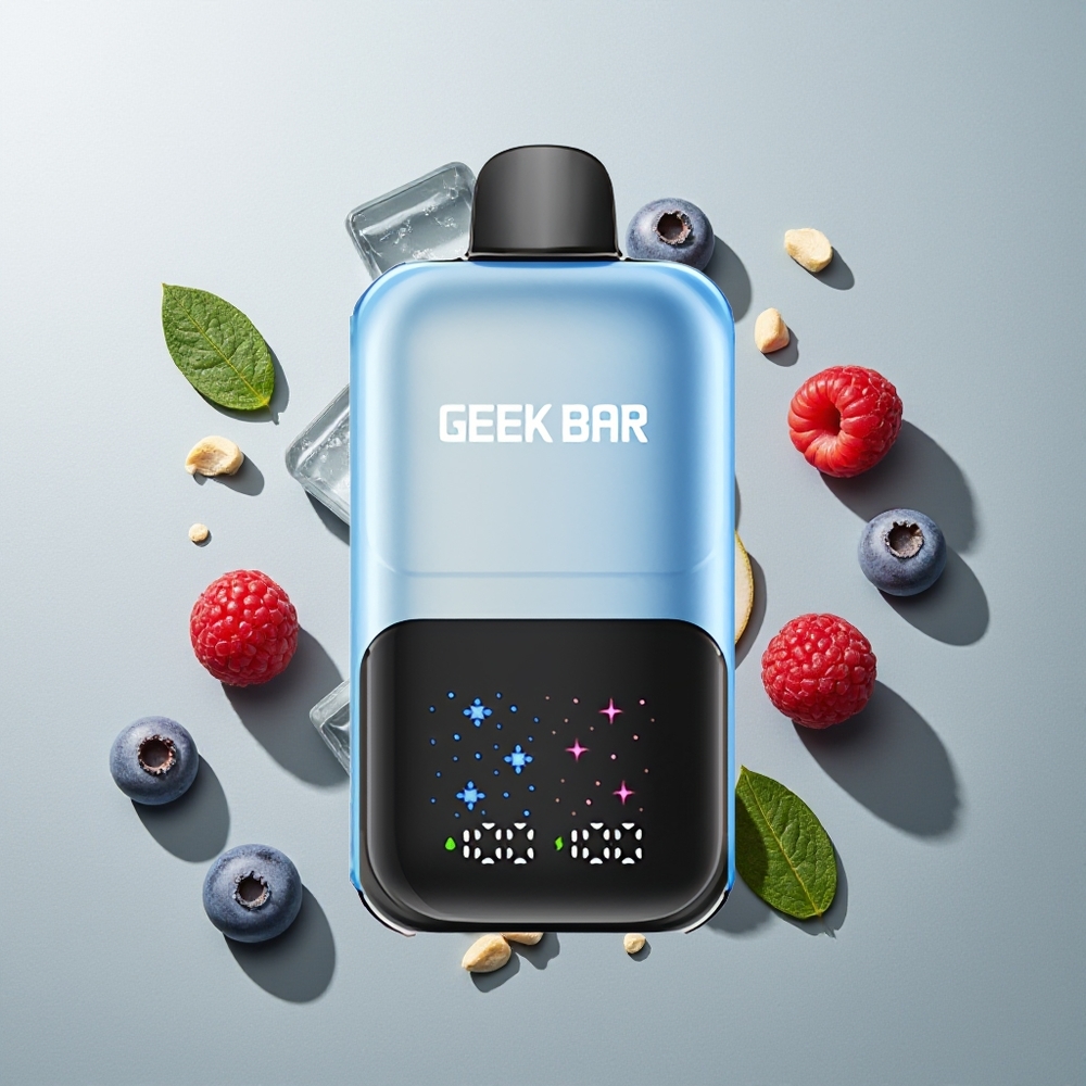 GEEK BAR 2GO 20ml 50000 تُوت العُلِّيْقَة بِالْبَرْد وَالشَّاشَةُ الكَبِيرَة