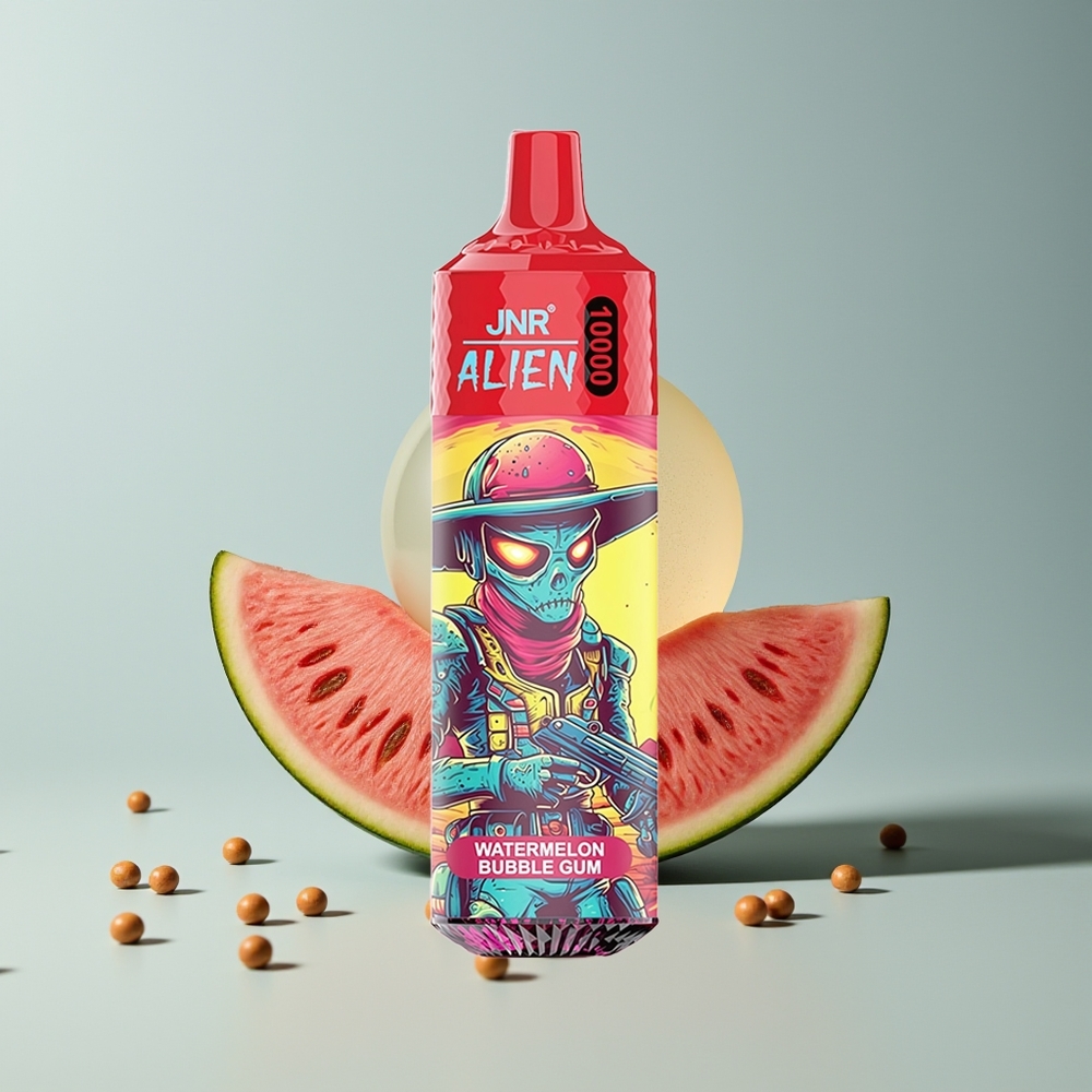 JNR Alien 10000 علكة بطيخ فقاعية مع شاحن سريع نوع-سي وإضاءة إل إي دي