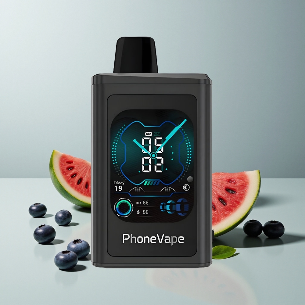 JNR PhoneVape 30000 العنب البري البطيخ مع شاشة كاملة وضبط الهواء