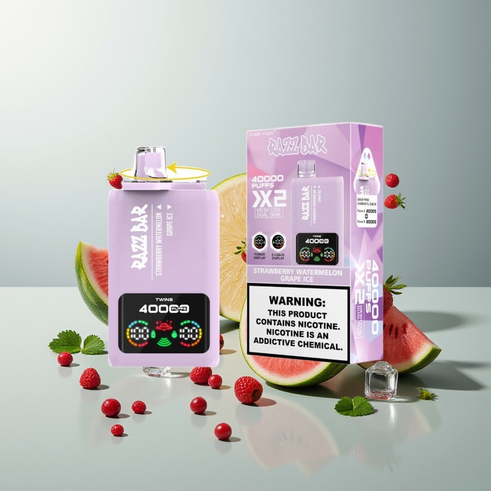 Razz Bar 40000 فراولة بطيخ - عنب جليدي بشاشة عرض وملف شبكي مزدوج