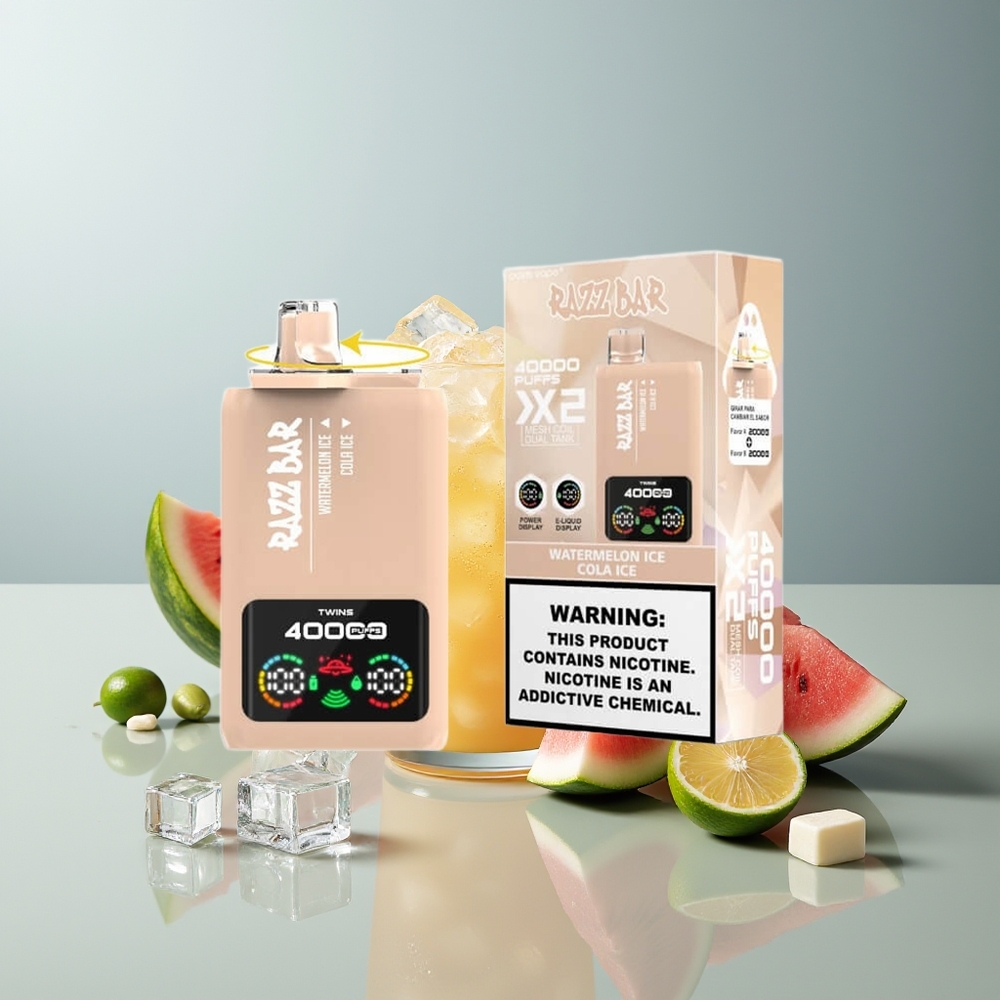 Razz Bar 40000 بطيخ مثلج - كولا مثلج مع شاشة طاقة وملف شبكي مزدوج