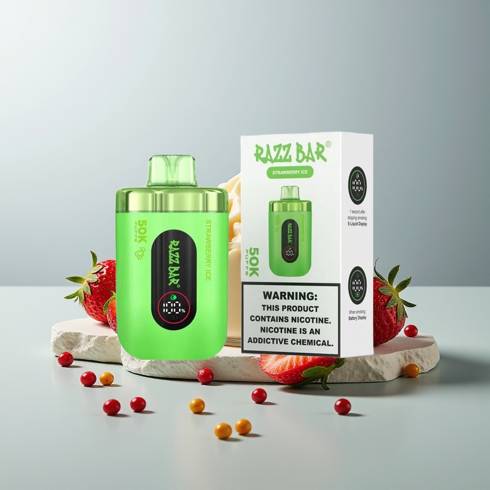 Razz Bar 50K آيس كريم الفراولة - 1.0 أوم شبكة / 2٪ نيكوتين