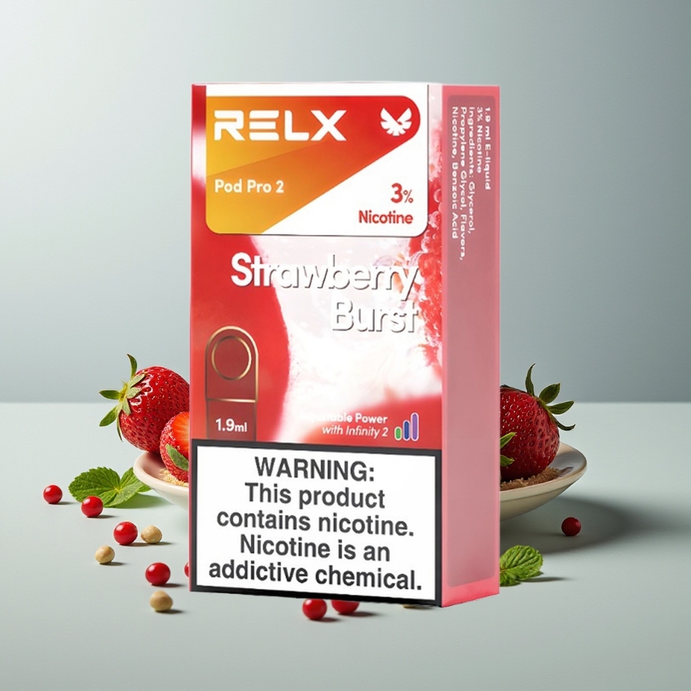 Relx Pod Pro 2 Vape Device انفجار الفراولة مع 1.9 مل و 3 أوضاع