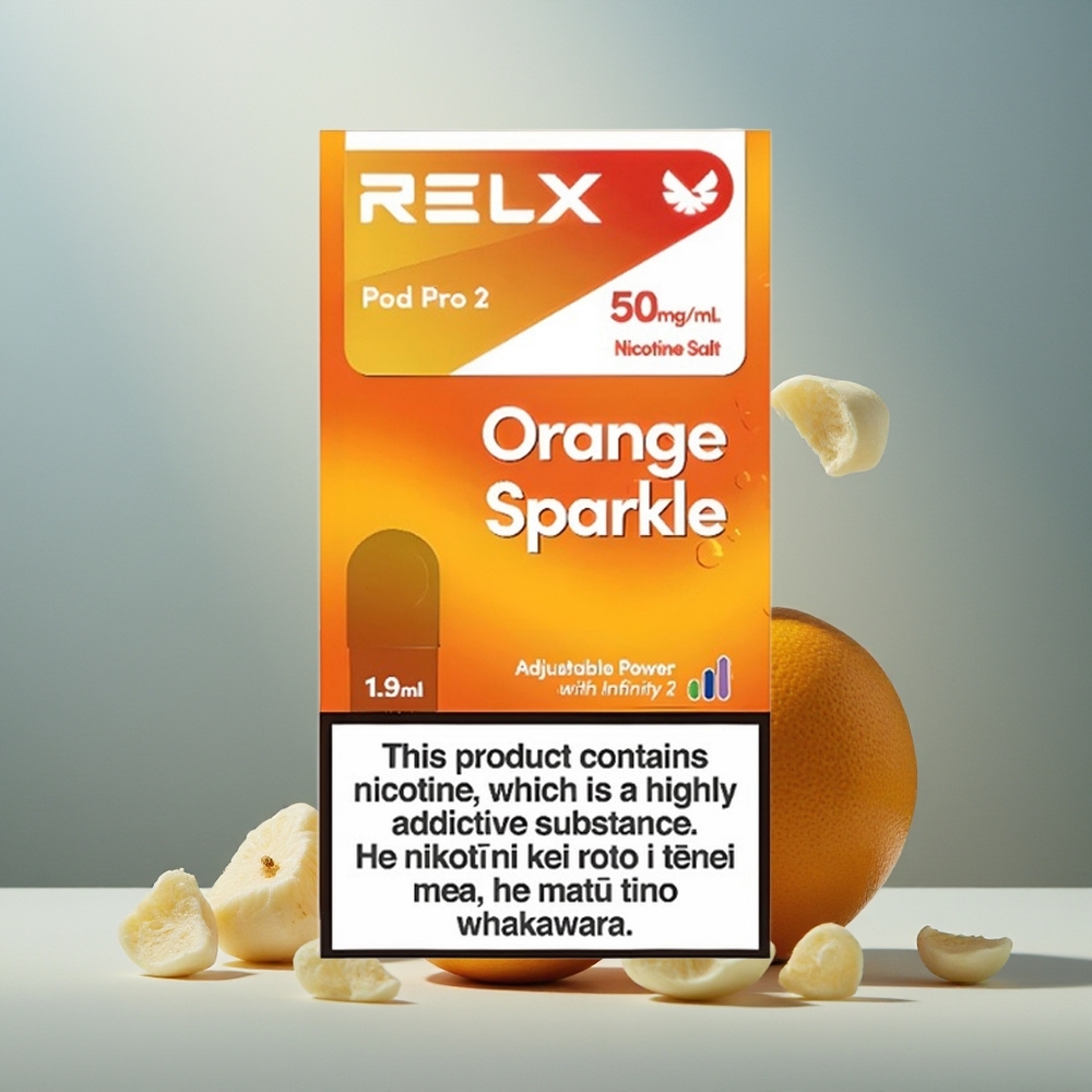Relx Pod Pro 2 Vape Device برتقالي لامع مع 1.9 مل و 3 مستويات