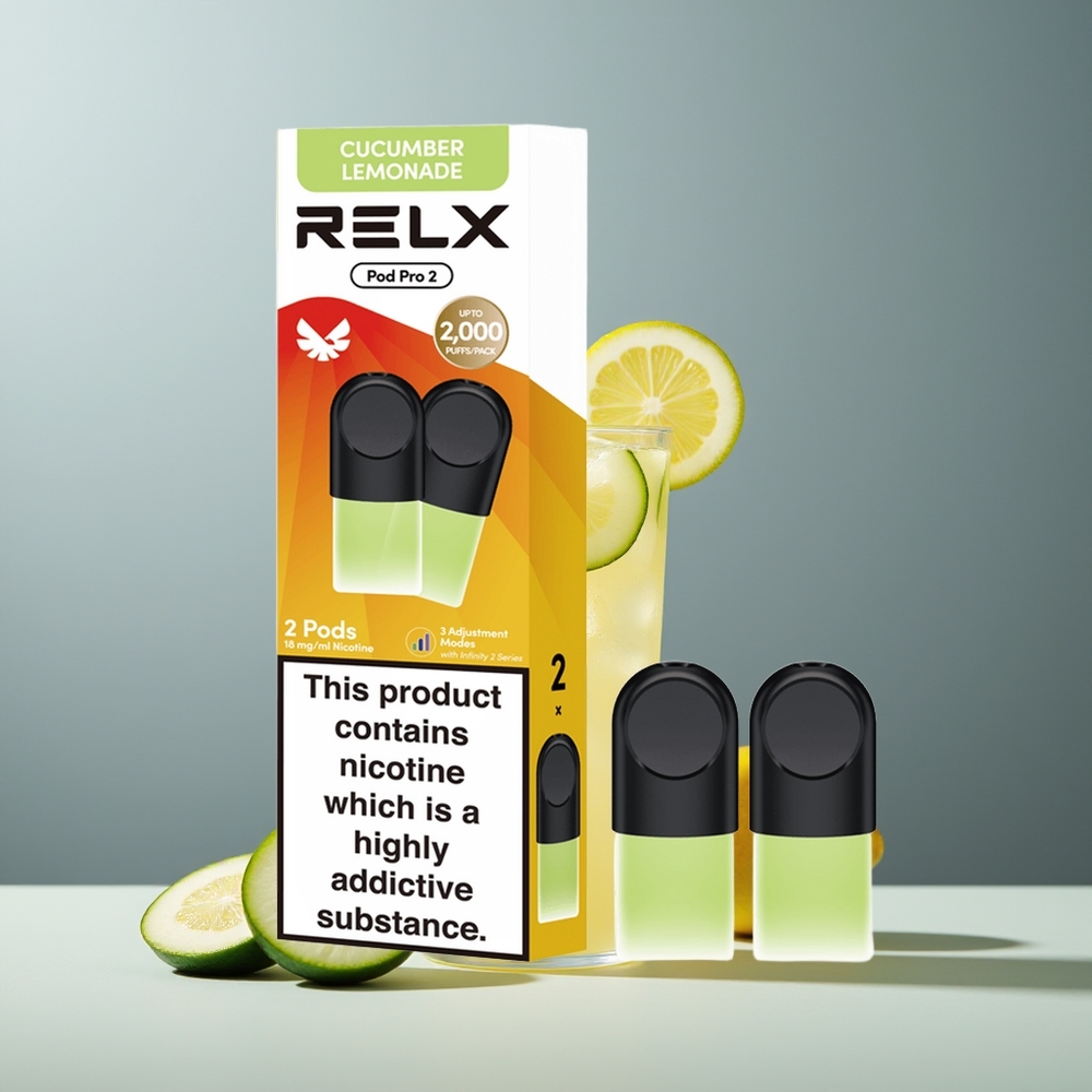 Relx Pod Pro 2 Vape Device مشروب الخيار بالليمون - سعة 1.9 مل، وضع التعديل: Eco، Smooth، Boost